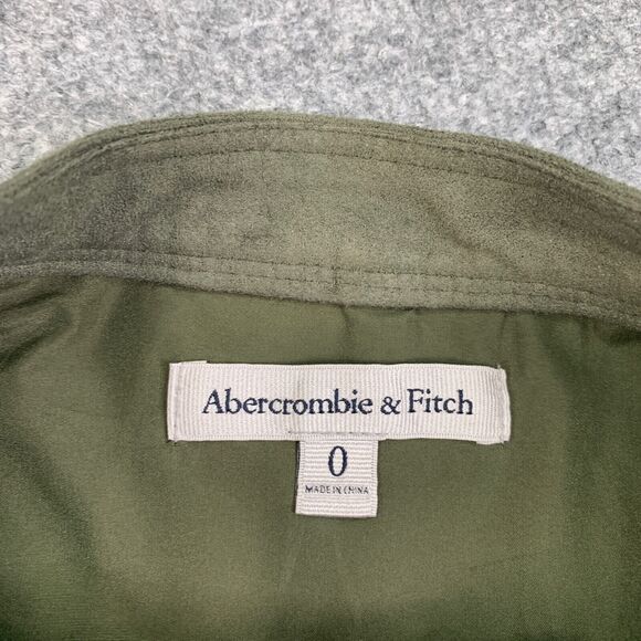 Abercrombie & Fitch Skirt Womens 0 Avocado Front Snap Button Faux Suede Skater - Picture 4 of 12